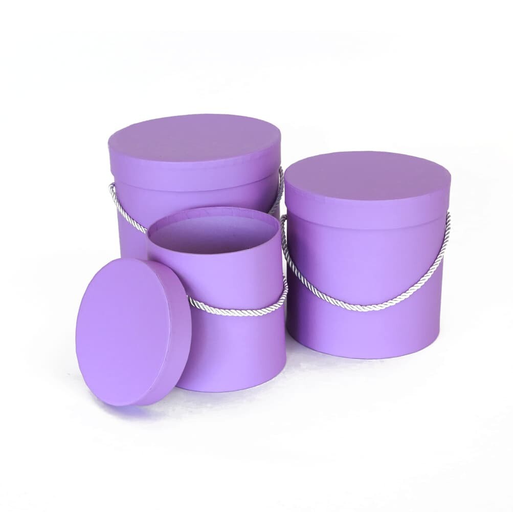 Premium Quality Round Flower Box, Floral Gift Box, Set of 3 pcs, with Lids