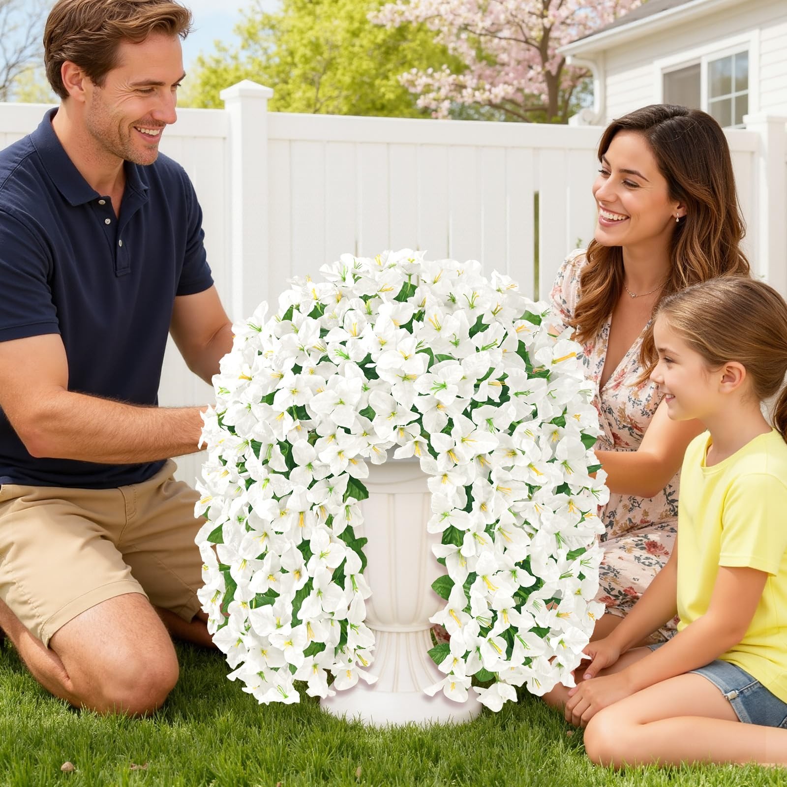 2Pcs Faux Artificial Bougainvillea Flowers for Outdoors, UV Resistant Artific…