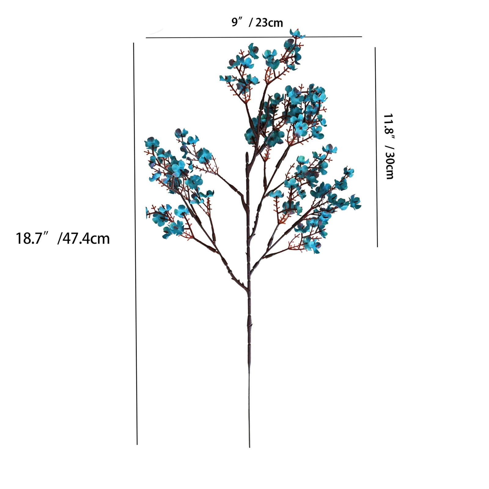 Teal Silk Baby’s Breath Flowers – 6 Bundles, 18.7″ Faux Florals with Flexible…