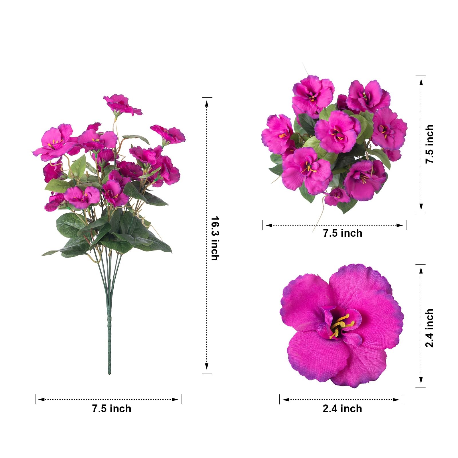Hibiscus Artificial Flowers for Outdoors Spring Decoration, 6 Bundles Faux Si…