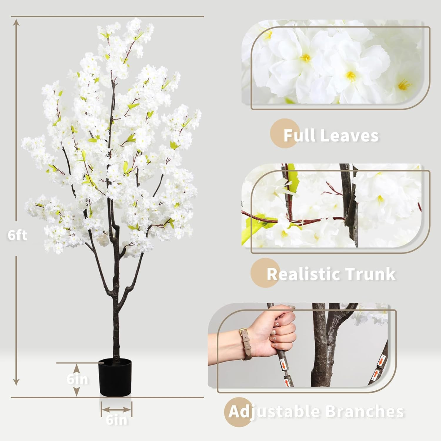 6Ft Faux Cherry Blossom Tree – Realistic Indoor Decor & Housewarming Gift