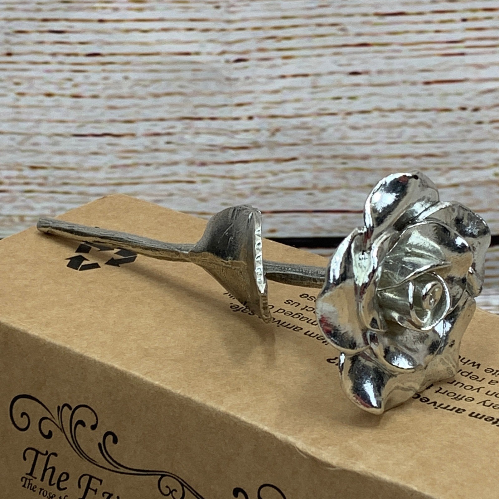The Everlasting Rose Anniversary Silver Realistic Rose New