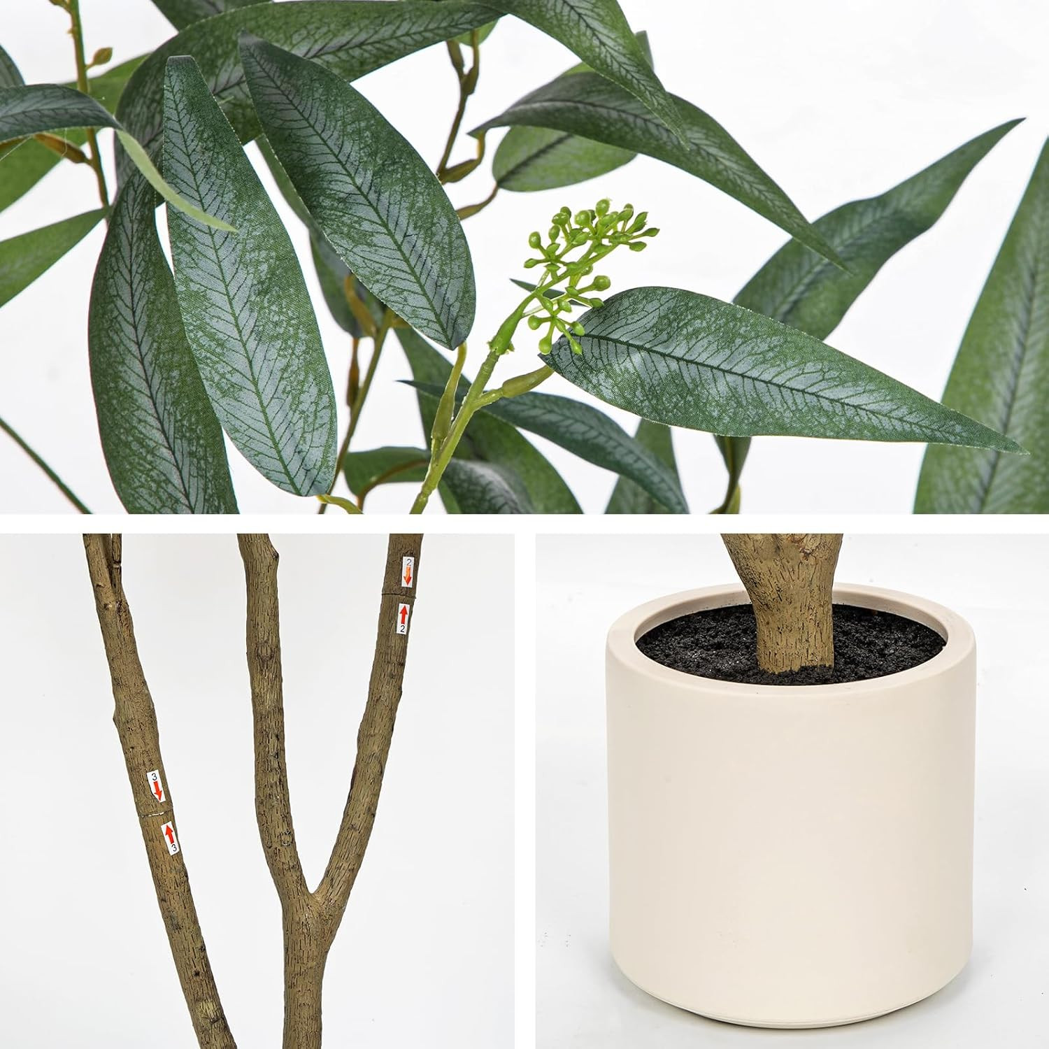 5FT Faux Eucalyptus Trees – Set of 2 in White Planters for Home Decor