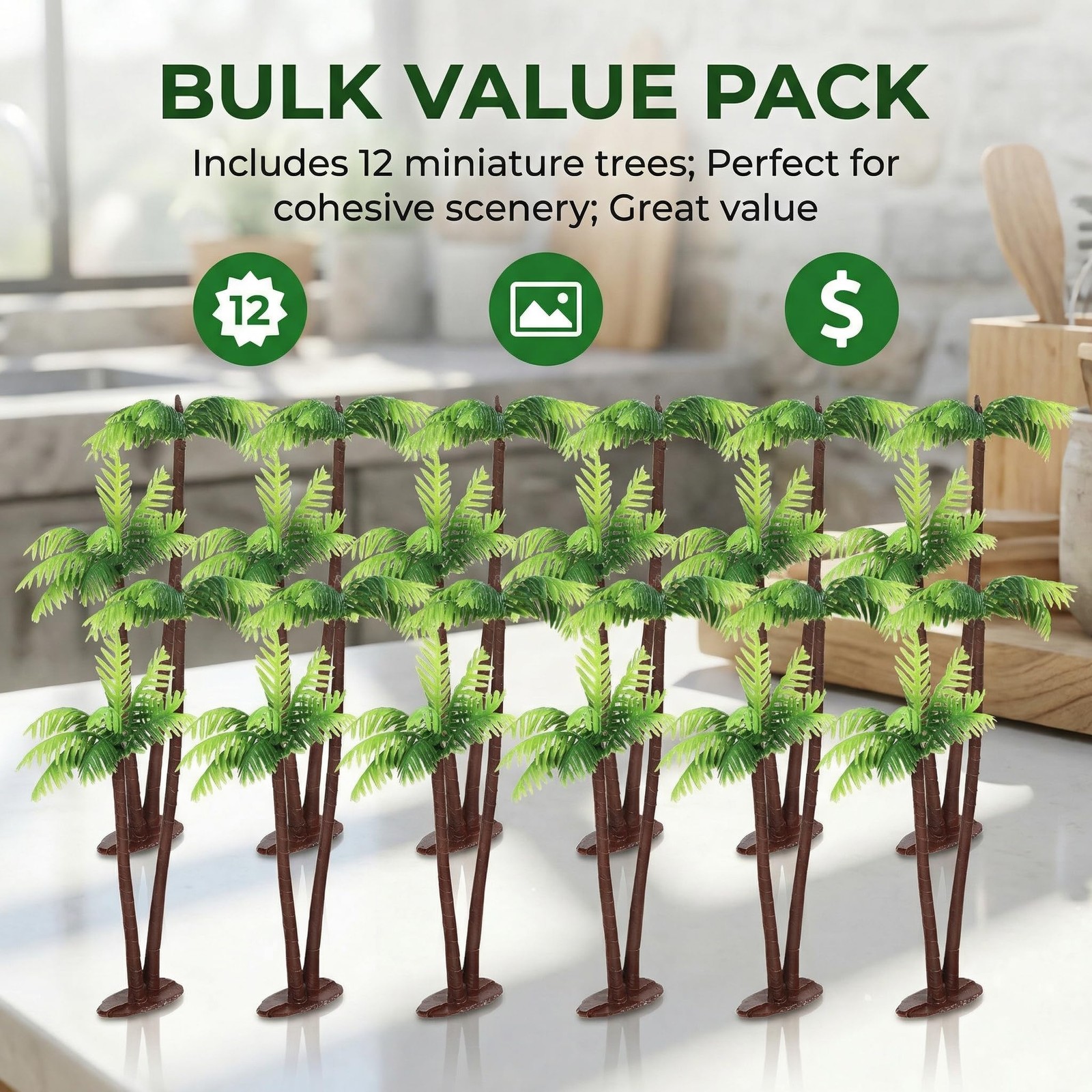 12PCS Miniature Trees Artificial Mini Palm Tree Cake Toppers Premium Diorama …