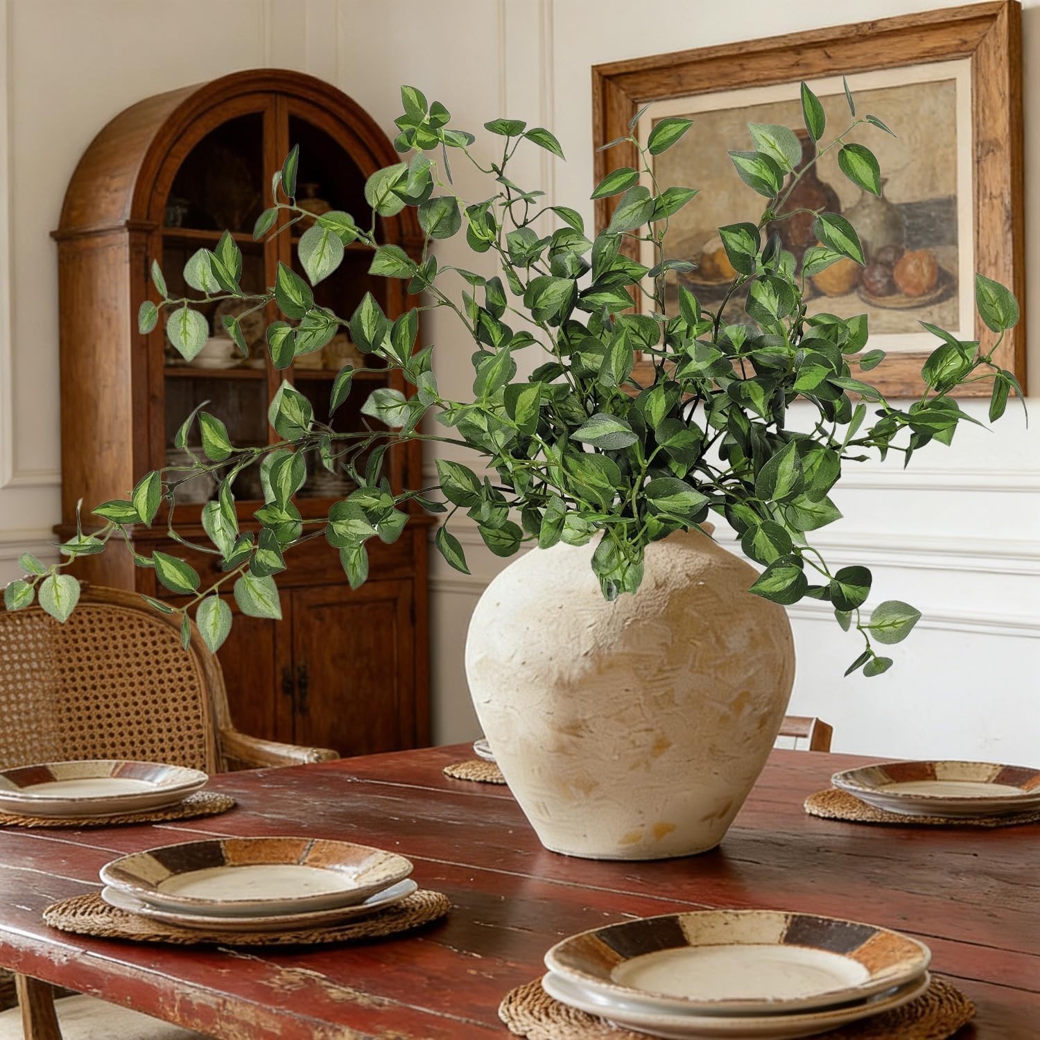 6PCS 32.7inch Long Artificial Stems Faux Greenery Stems for vase Faux Green L…