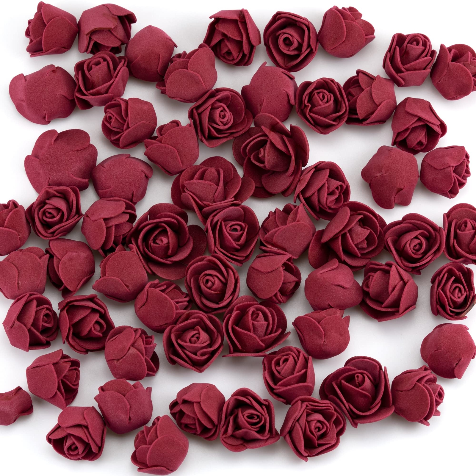 100 PCS Burgundy Mini Foam Artificial Roses Fake Flowers DIY Wedding Party