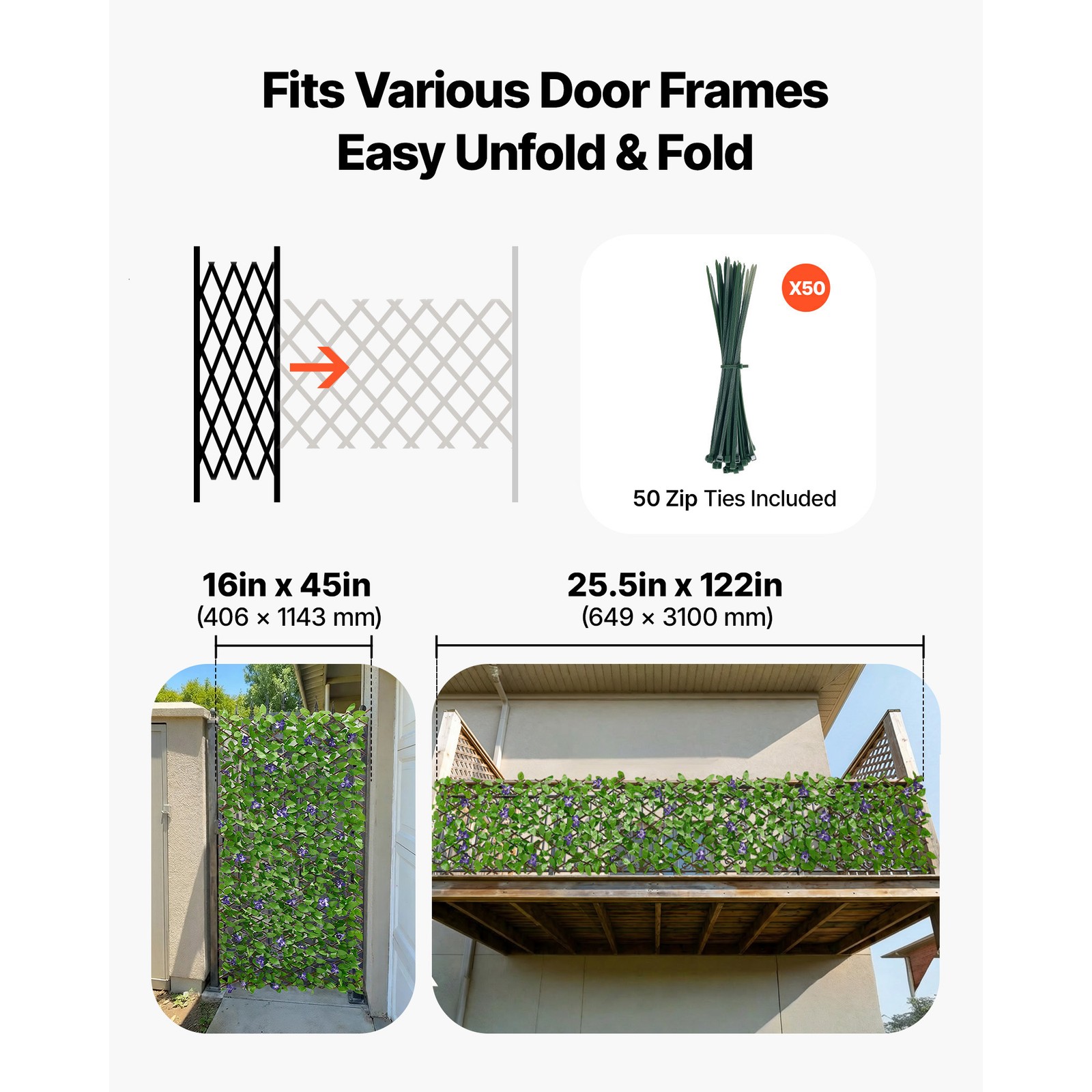 Uimoso Expandable Privacy Fence Screen 25.5x122in Artificial Ivy Wall for Patio