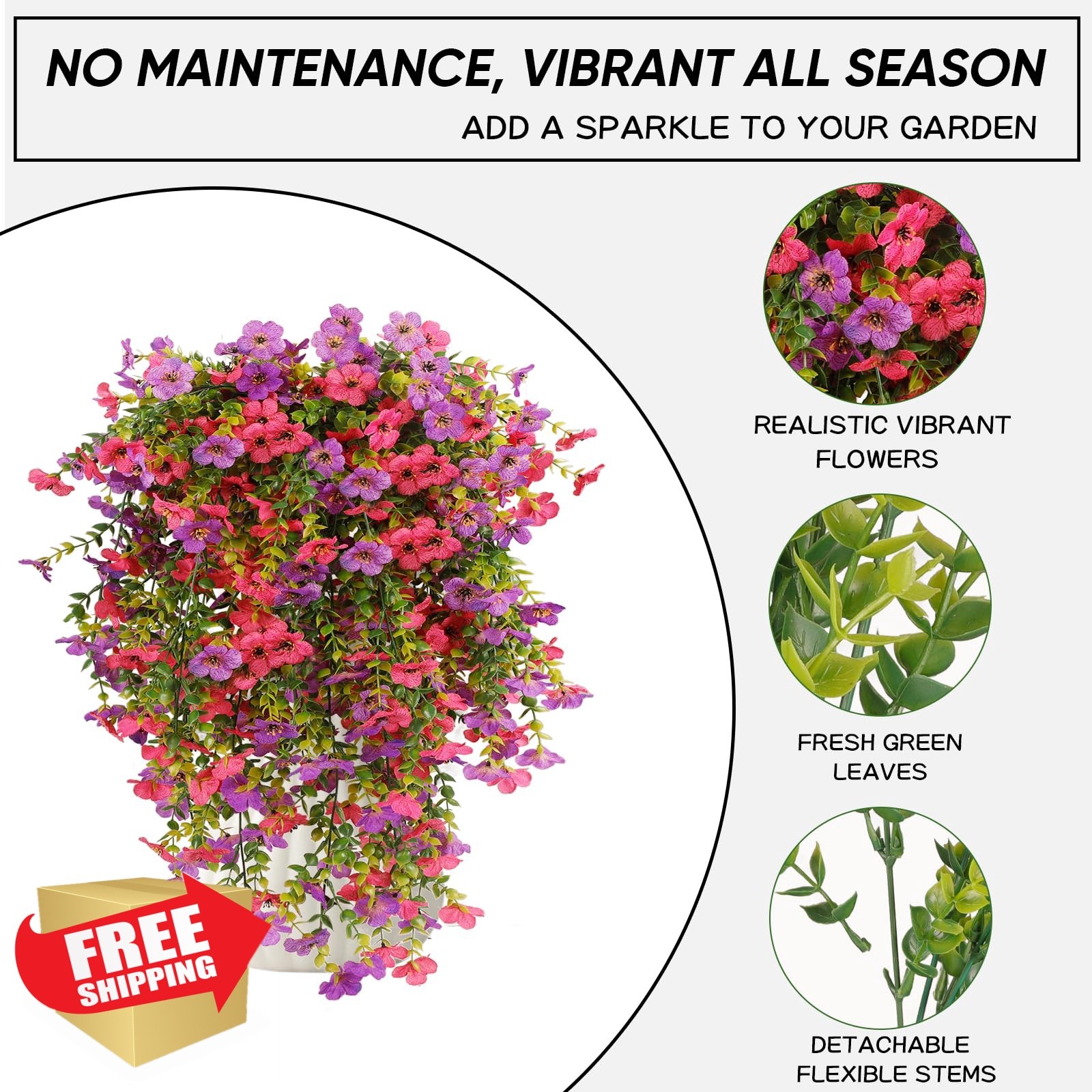 Wanderroot Artificial Flowers 6 Bundles Purple/Fuchsia