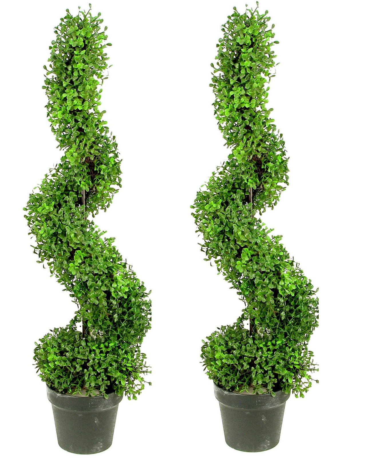 2 x 36 Inch Boxwood Spiral Shape Faux Planters for Home Decor, Office Desk, Fron