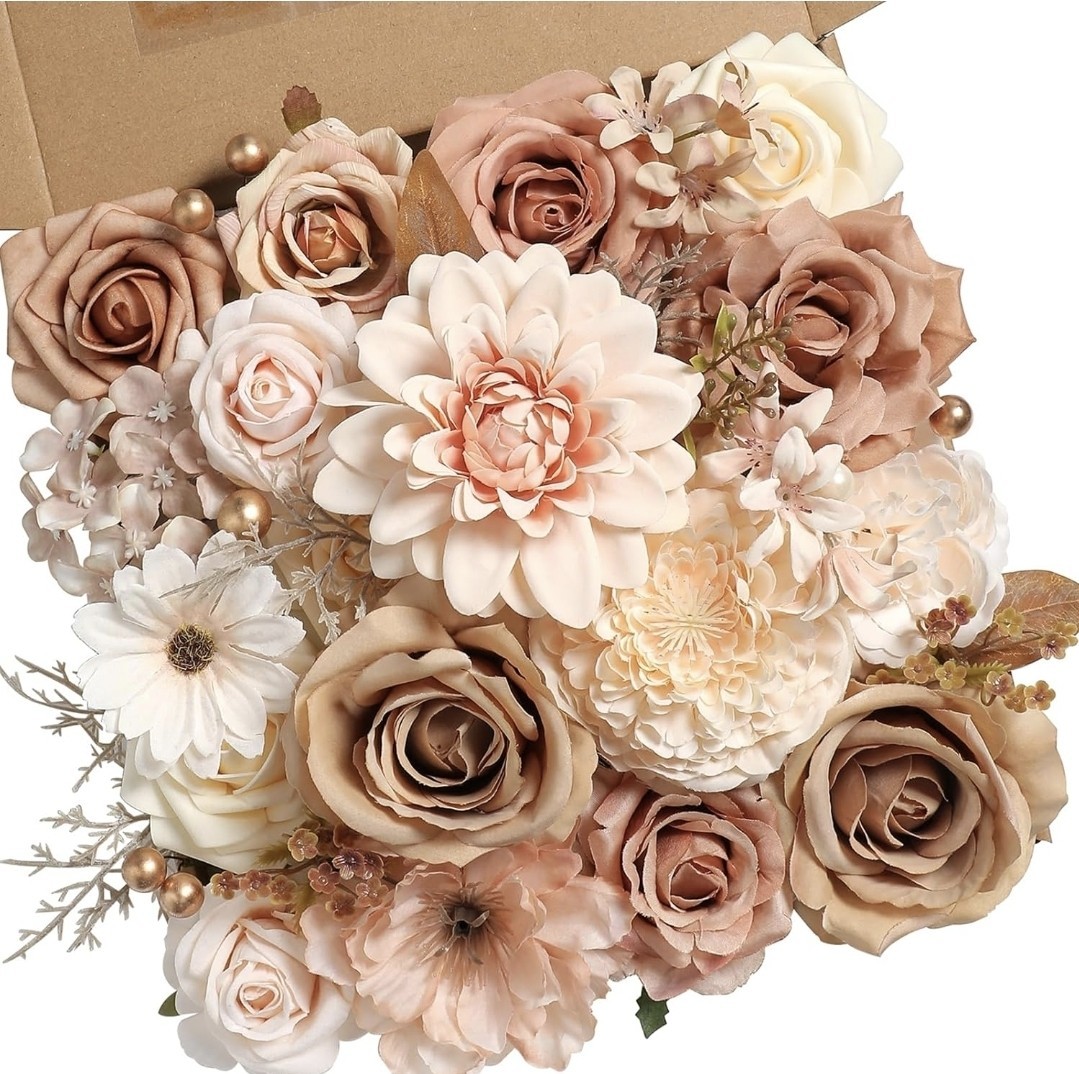 Artificial Flowers Combo DIY Colors Brown & Nude New