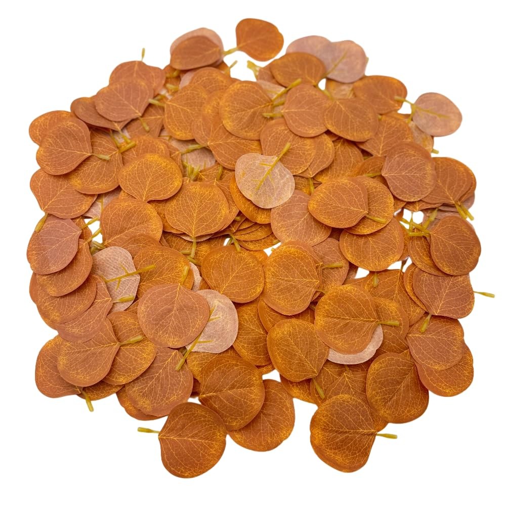 200 PCS Brown Mini Fall Leaves Decor Fake Eucalyptus Crafts Wreath Table Party