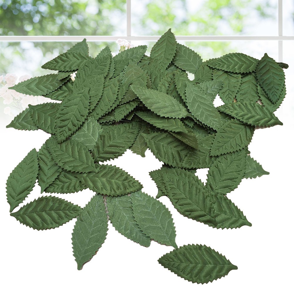 100Pcs DIY Accessories Reusable Green Artificial Silk Leaves for Wedding Decor