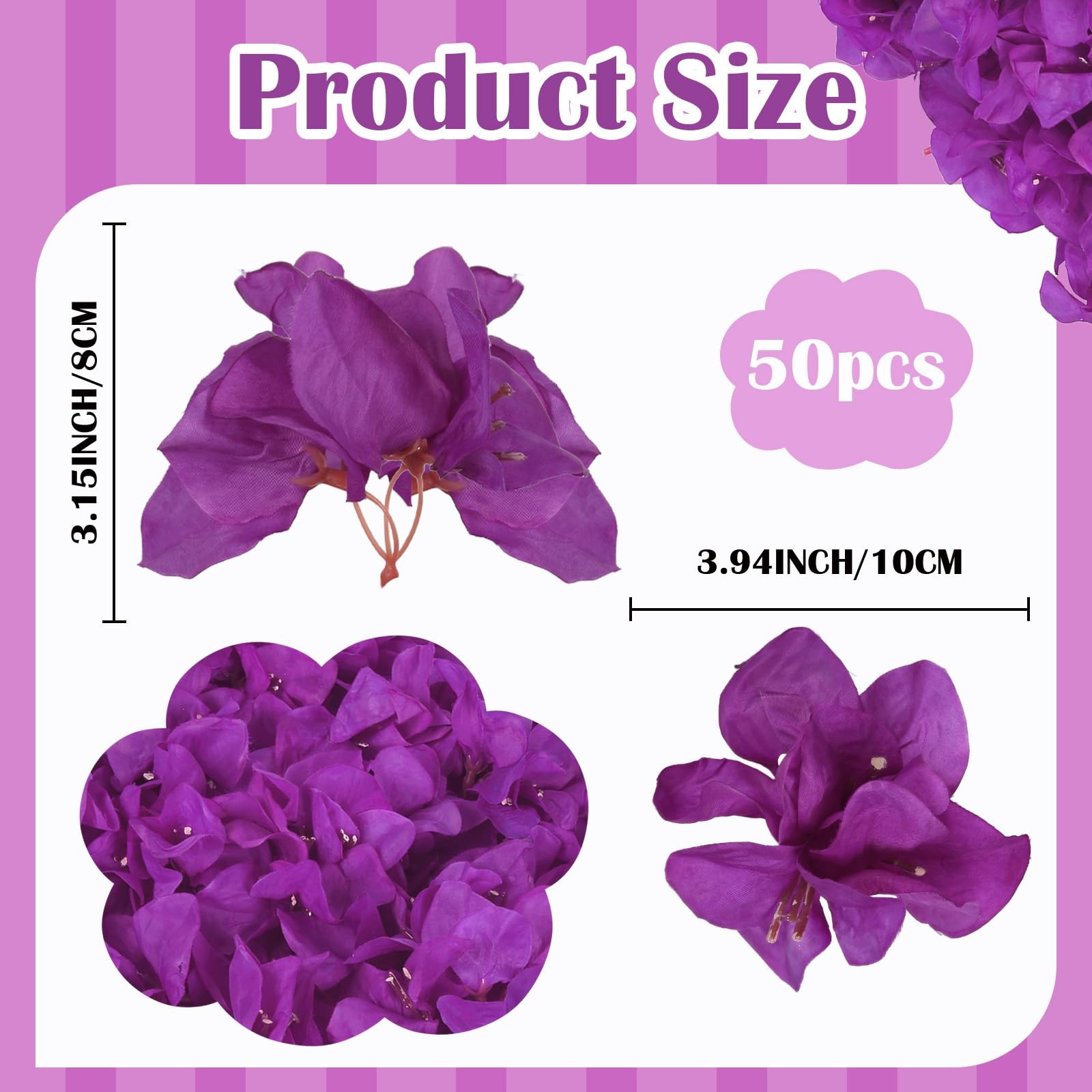 Bougainvillea Artificial Flowers,50PCS Mini Purple Flower Heads Realistic Sil…
