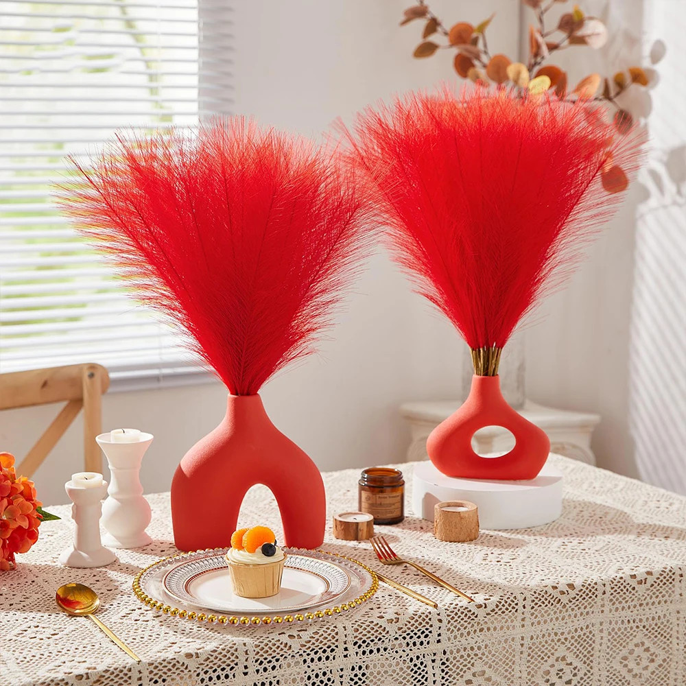 20PCS Artificial Faux Bulk Pampas Grass 55CM Boho Decor Flower Fake Plant Fluffy