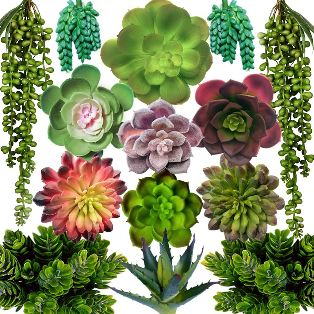 Artificial Succulents Plants Unpotted -14 Pack– Large Fake Succulent Plant Indoo