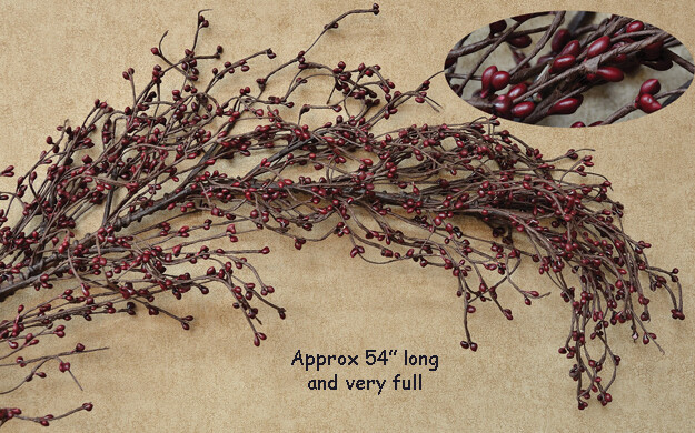 52″ Very Full Pip BURGUNDY Pip Berry Garland