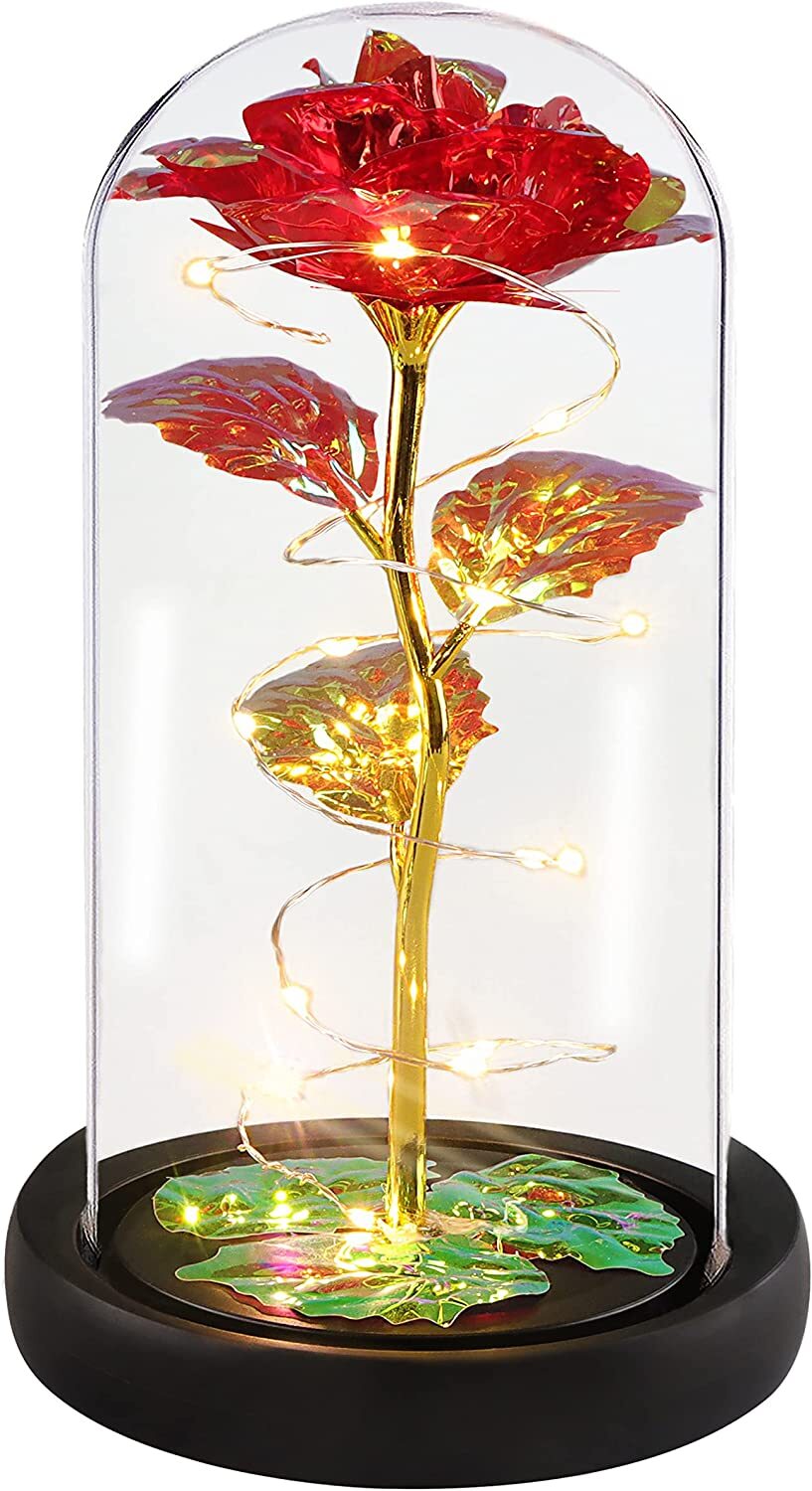 LED Eternal Galaxy Rose in Glass Enchanted Forever Flower Thanksgiving Xmas Gift