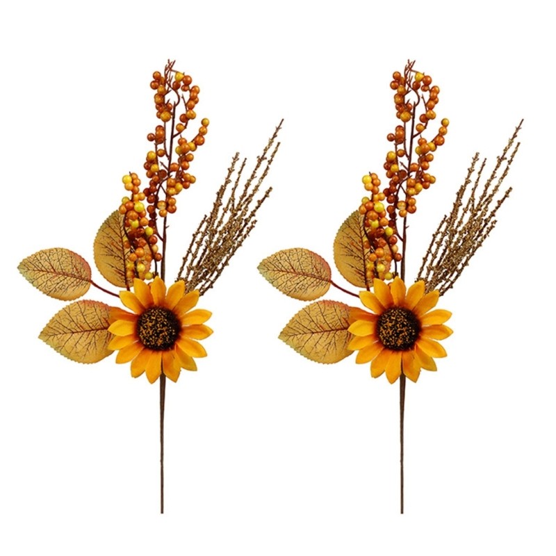 2pcs Thanksgiving Harvest Display Craft Supplies Artificial Maple Leaves Branch