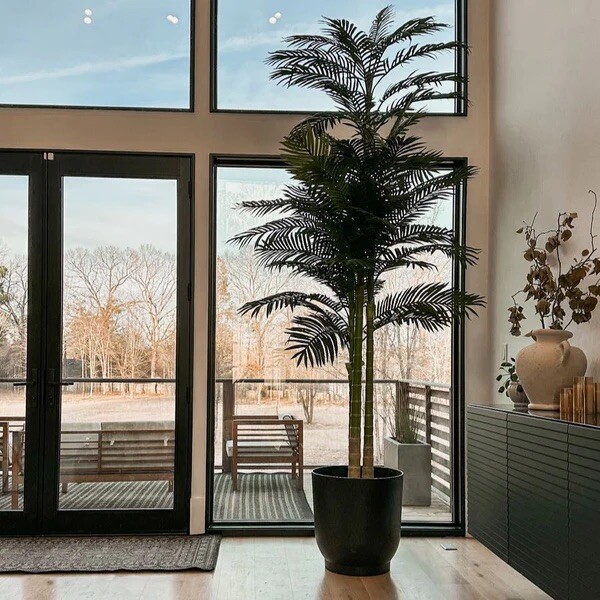 10’ Double Stalk Golden Cane Artificial Palm Tree Real Touch). Retail $334