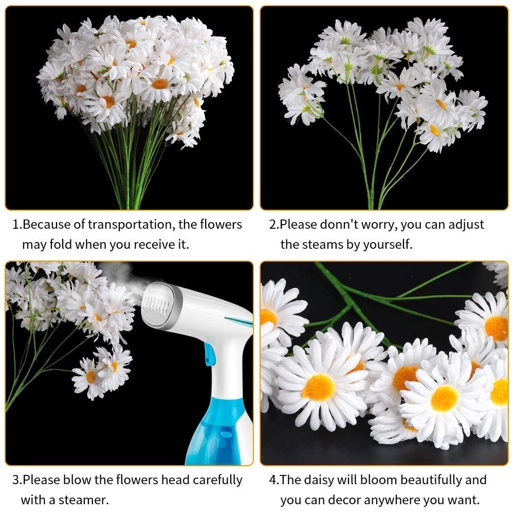 Artificial Flowers, 5 Bunches White Silk Daisy for Home Decor