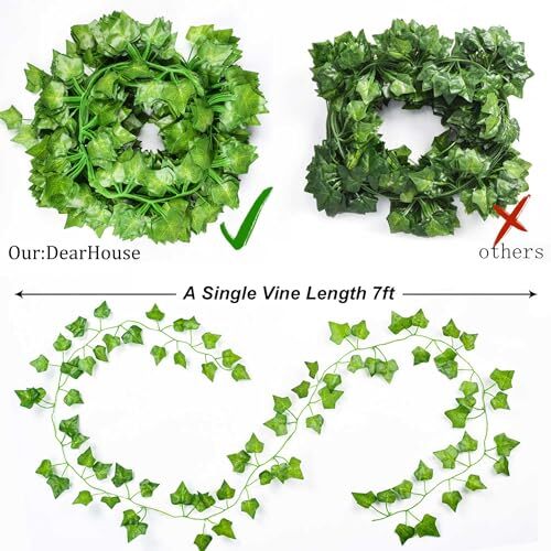 24 Strands 168FT Artificial Ivy Fake Vines Greenery Garland Party Hanging Plants