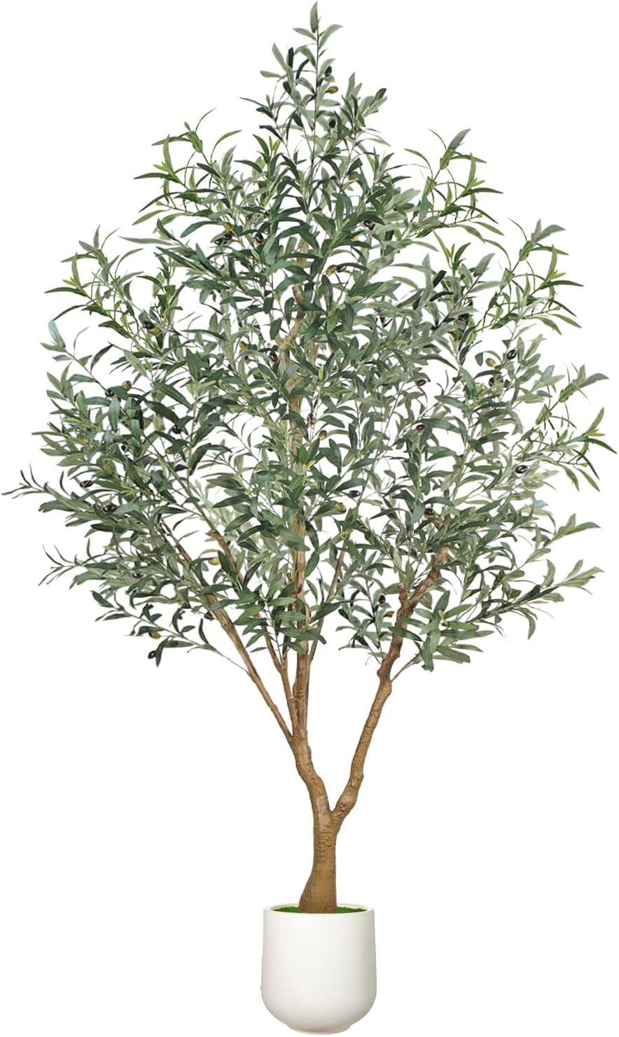 Olive Trees Artificial Indoor, 7FT Tall Faux Olive Tree with White Tall Planter,