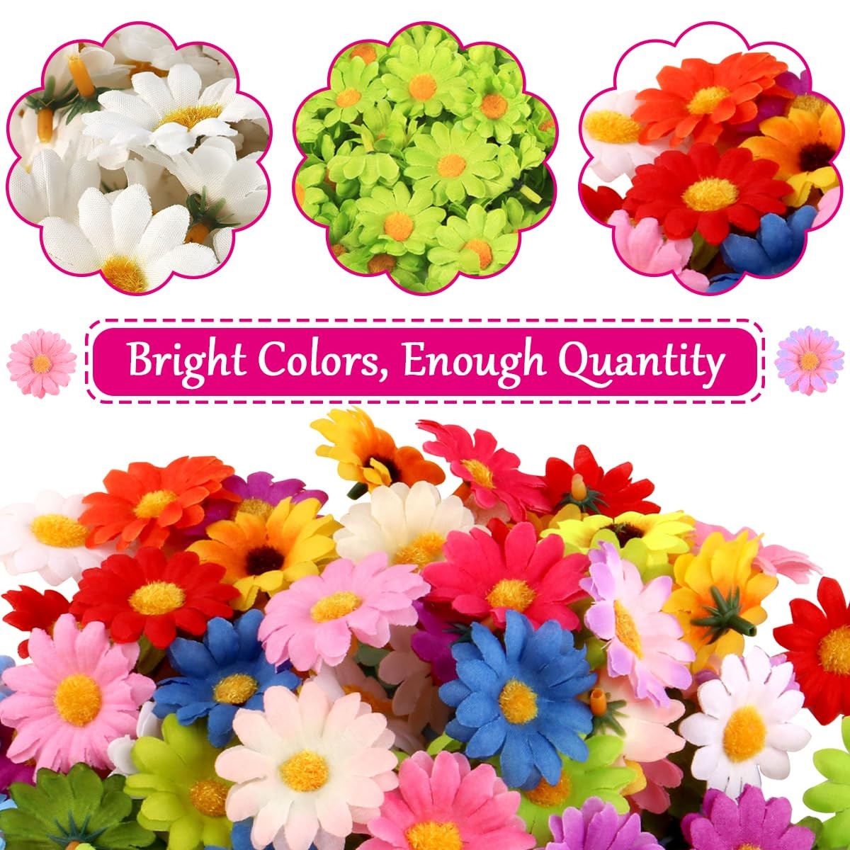 100 PCS Artificial Sunflowers,4cm Artificial Gerbera Daisy Flowers Heads Fake…