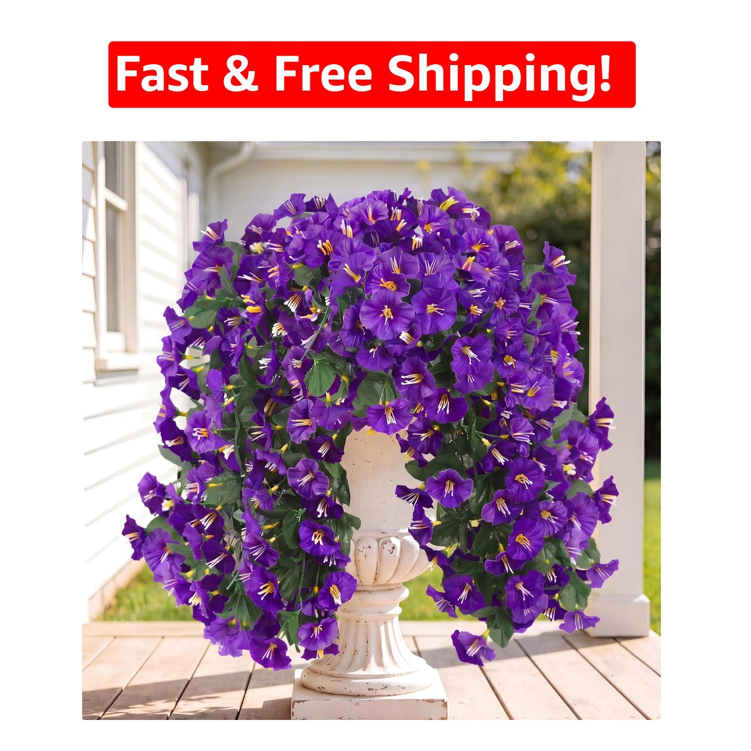 Elegant Faux Purple Hanging Flowers – 2PCS for Indoor & Outdoor Decoration Bliss