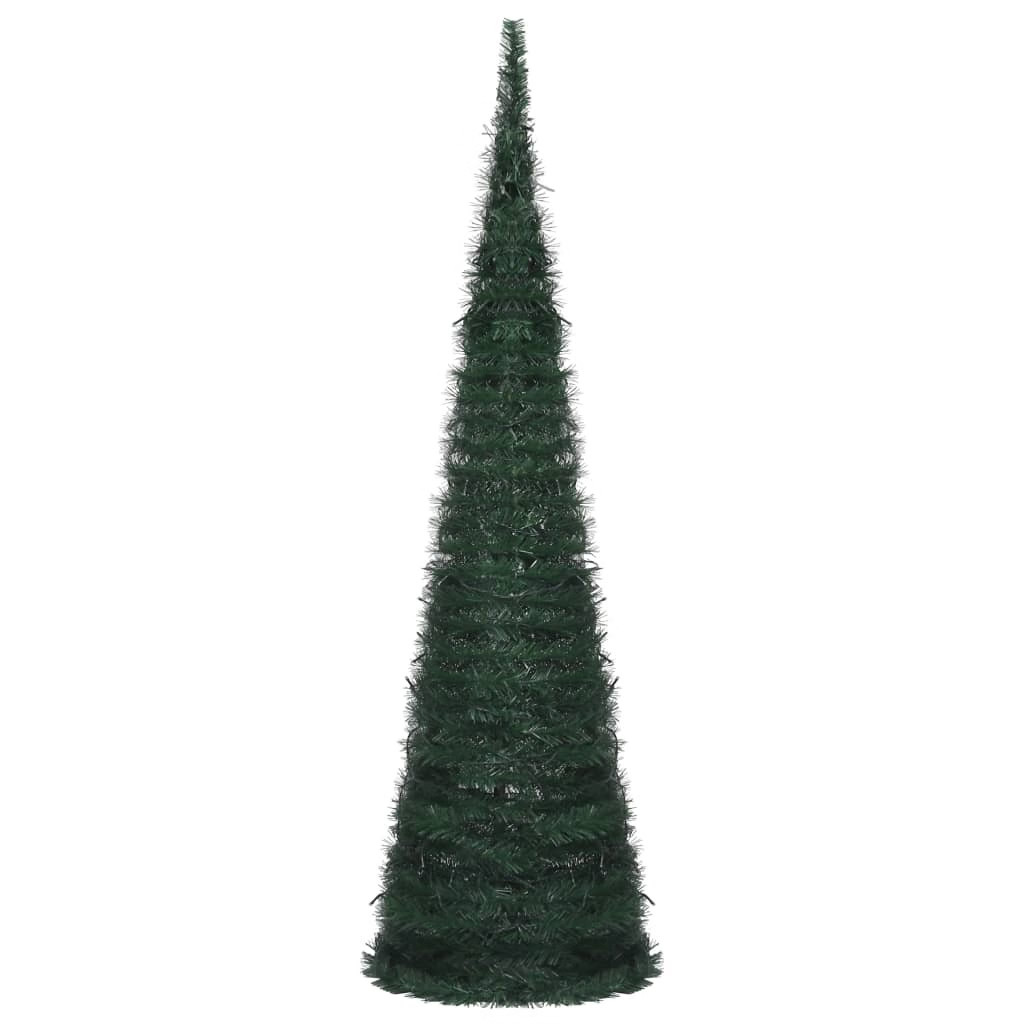 Pop-up String Artificial Pre-lit Christmas Tree Green 5 ft