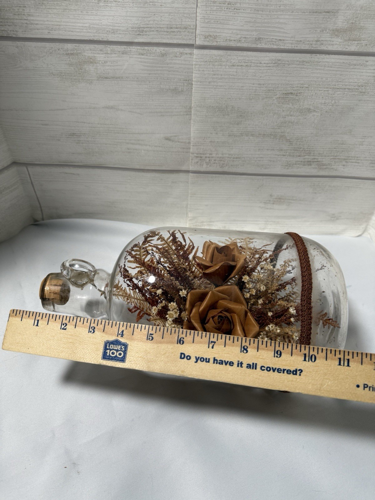 Vintage Bowl O Beauty Plant In A Bottle , Mcm , Brown Floral Made In Thailand