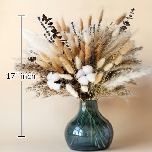 Dried Flower Bouquet – Pampas Grass, Cotton Stems, Bunny Tails, Natural