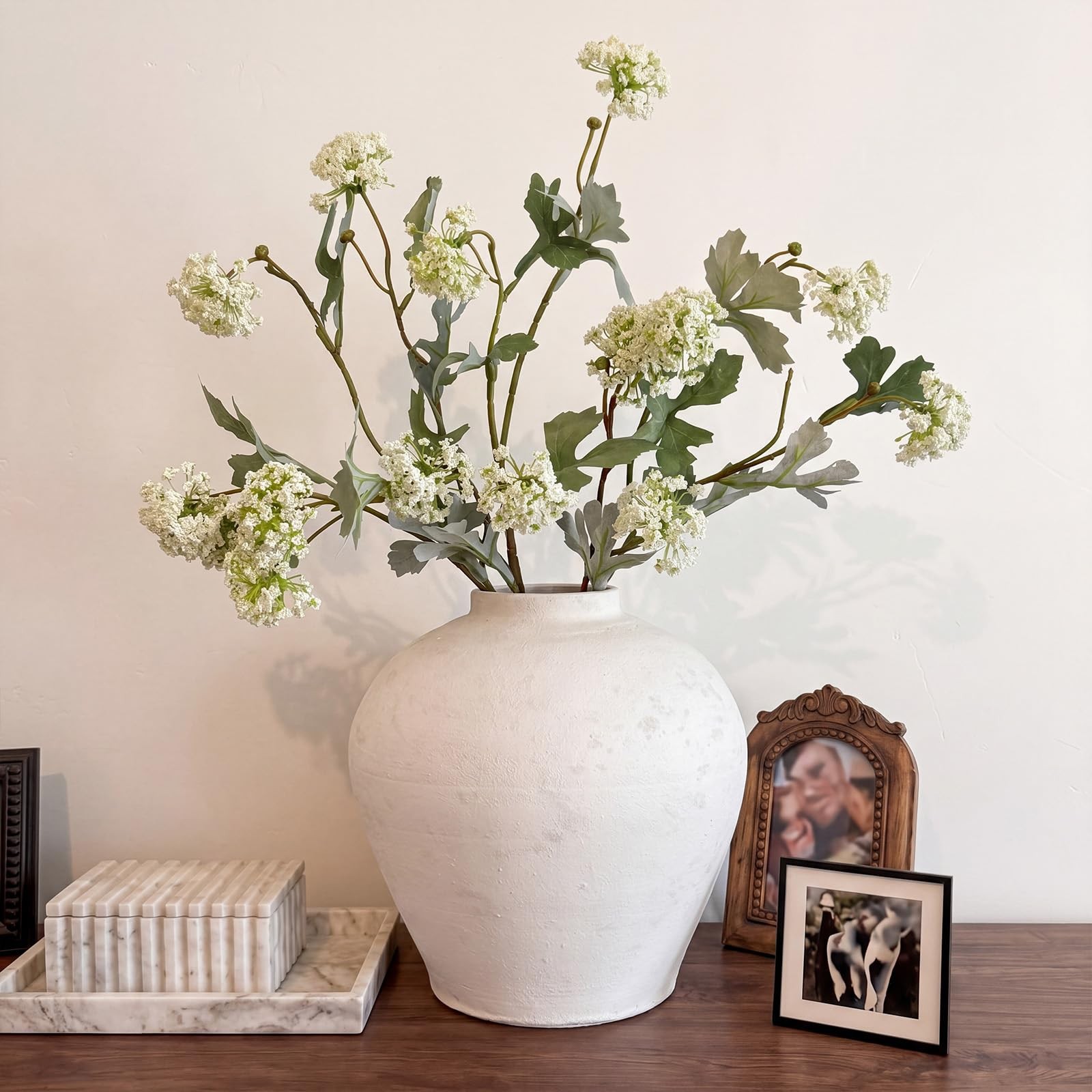 3 Pcs 25” Artificial Hydrangeas Flower for Vase White Faux Hydrangeas Plasti…