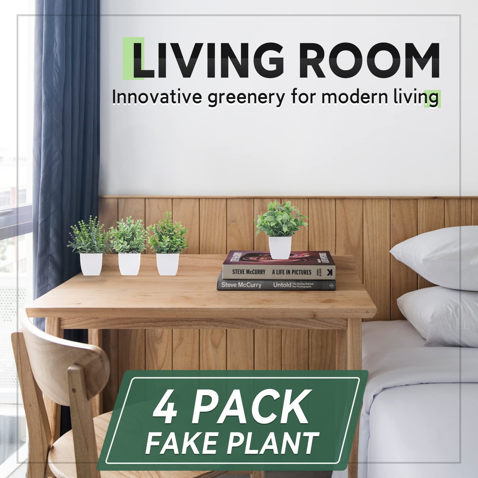 Der Rose 4 Pack Fake Plants Mini Artificial Greenery Potted Plants for Home