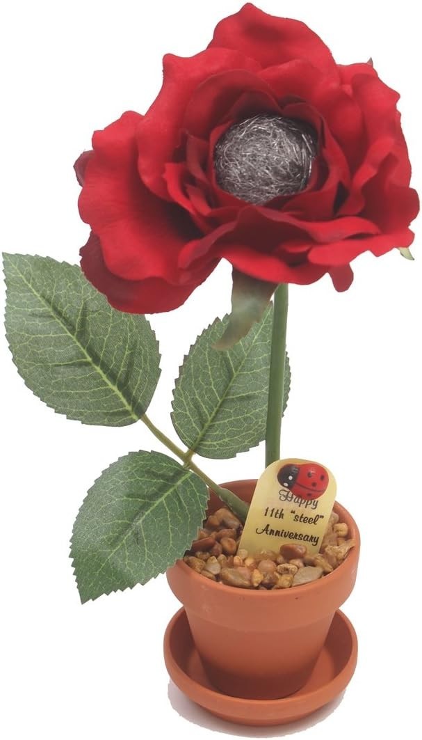 Steel Anniversary Rose – Terra Cotta Pot