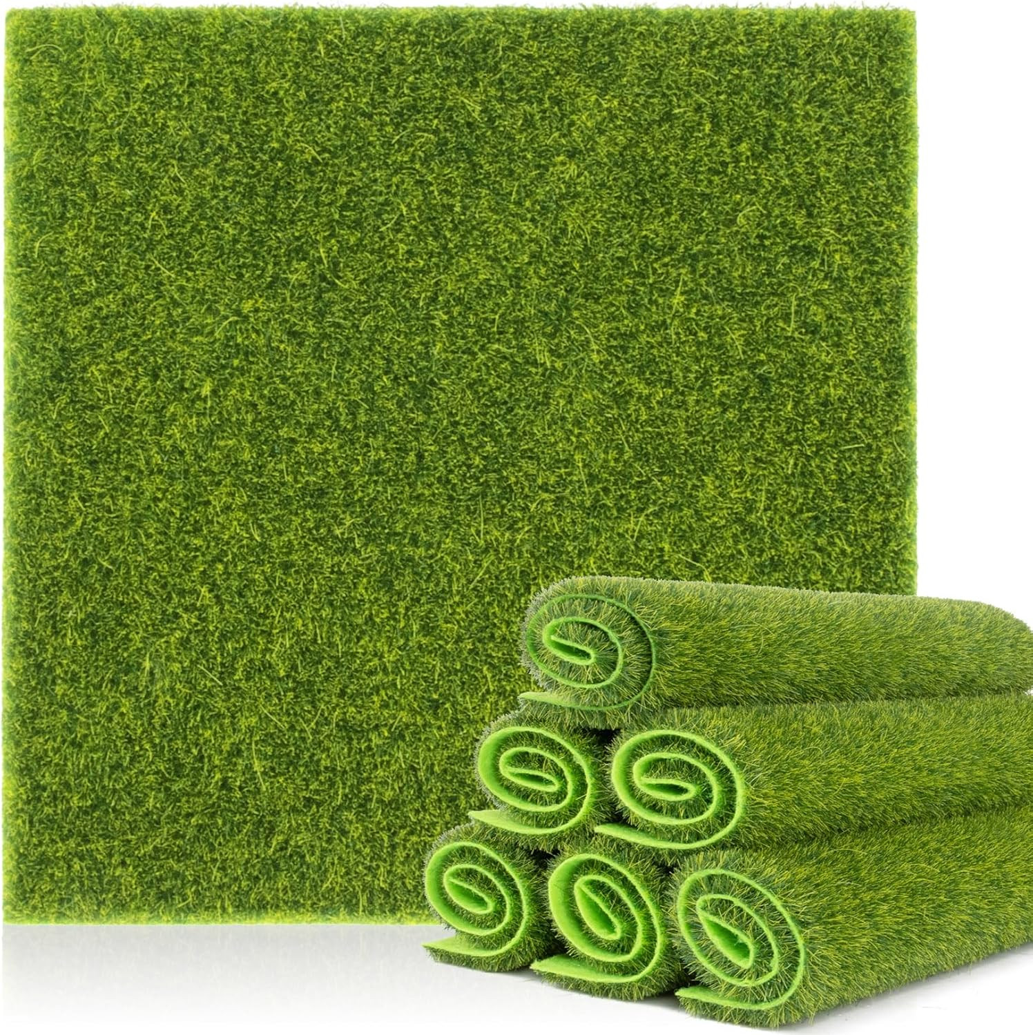 MAQIHAN Fake Grass Decor for Crafts – 6 PCS Artificial Grass Mat for Crafts Deco