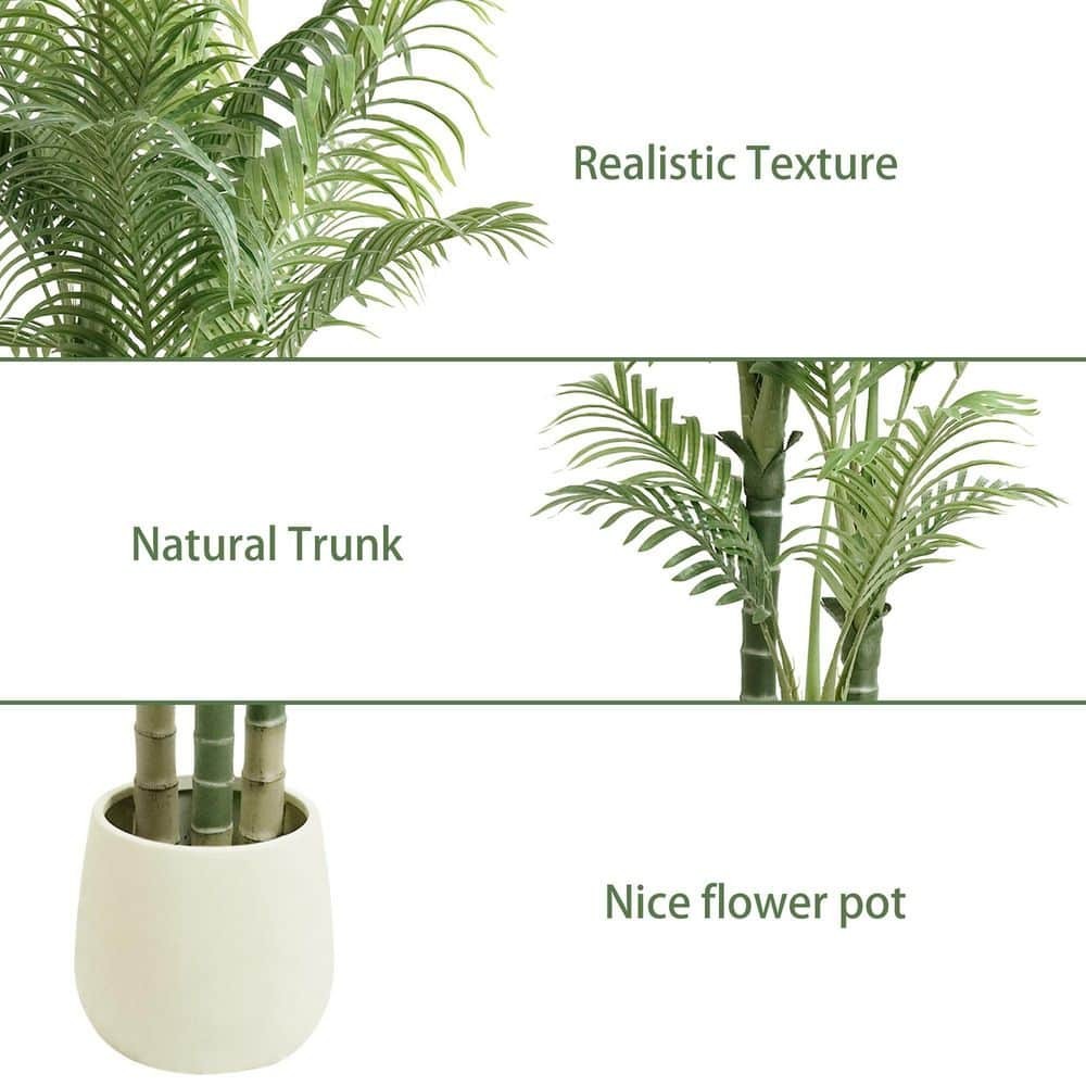 6 Ft. Artificial Palm Trees White Planter Indoor Outdoor Patio Office Home Decor