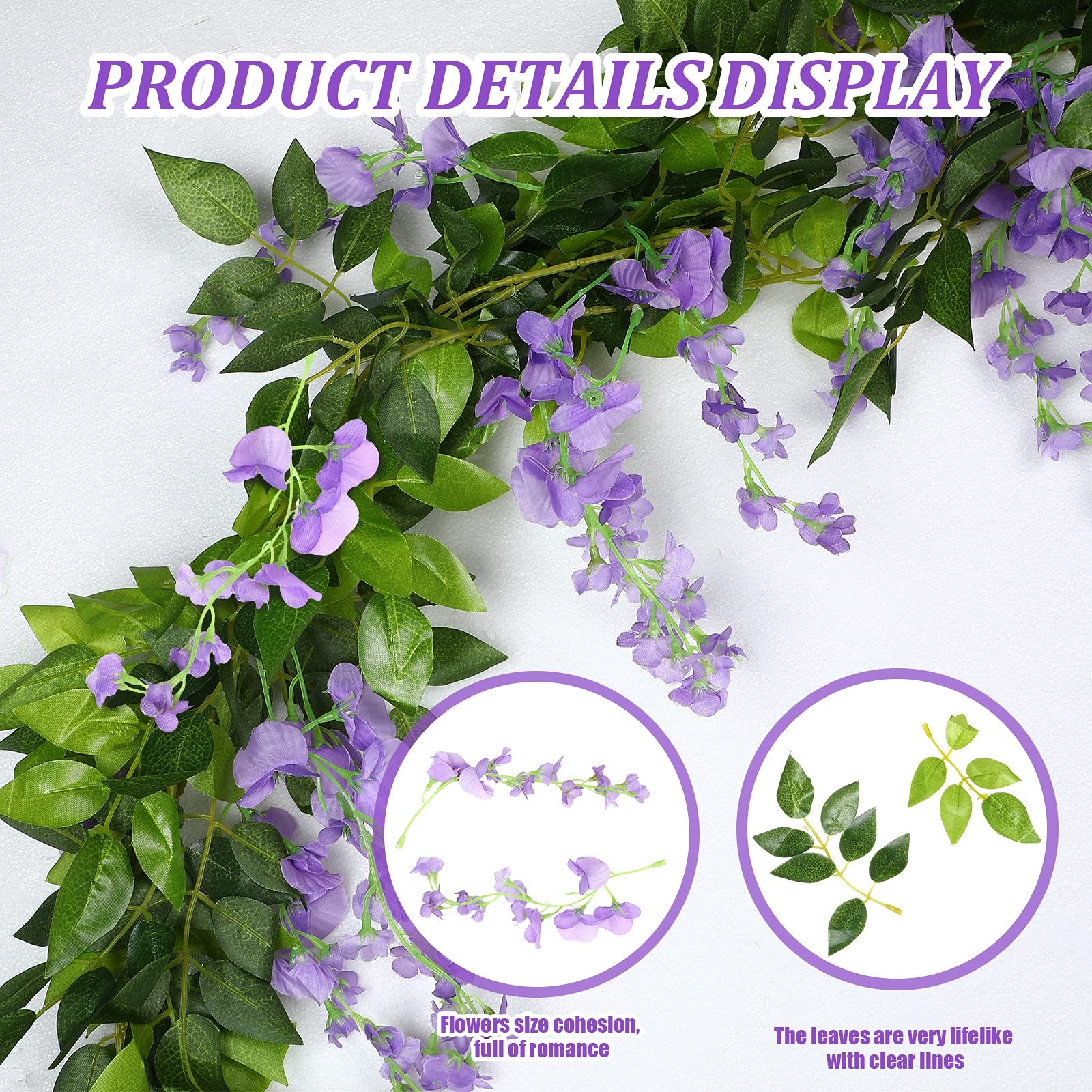 4 Pieces 26 Ft in Total Purple Wisteria Garland Hanging Flowers Artificial Vi…