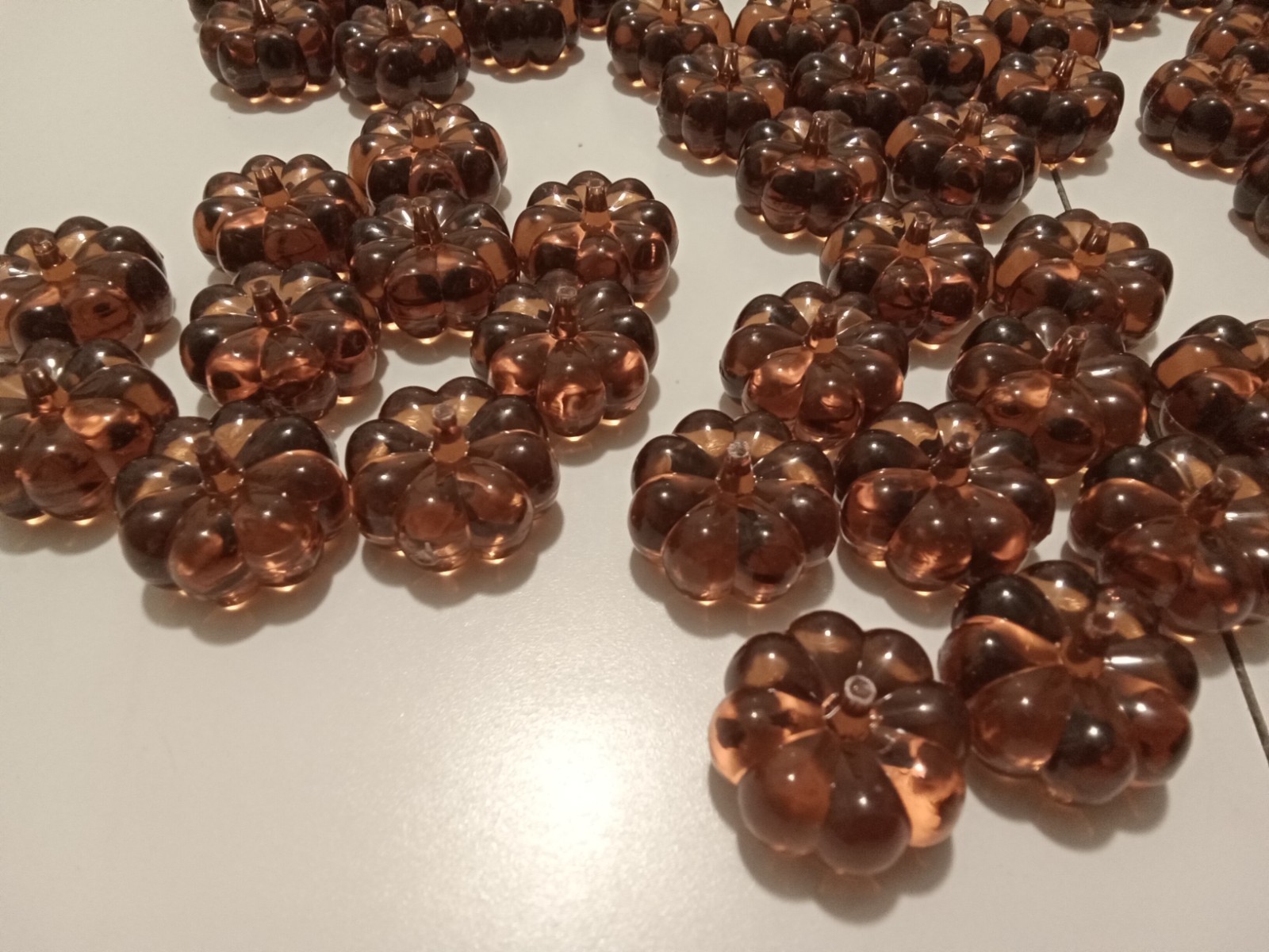 MINI PUMPKINS Orange Faux Glass Acrylic Table Scatter Filler 165 pieces