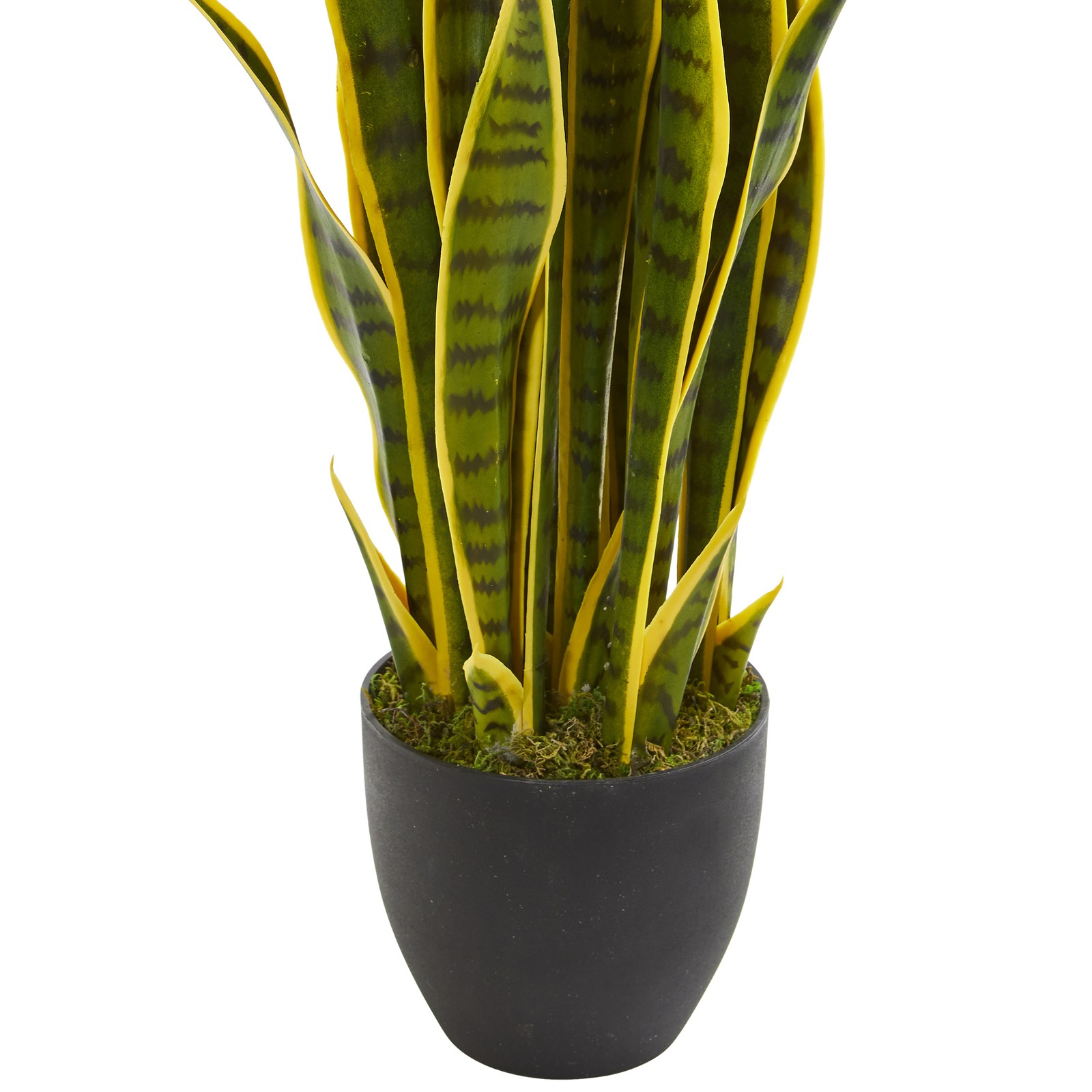 Nearly Natural 33″ Sansevieria Artificial Plant 35 Variegated Leaf – Green/Black