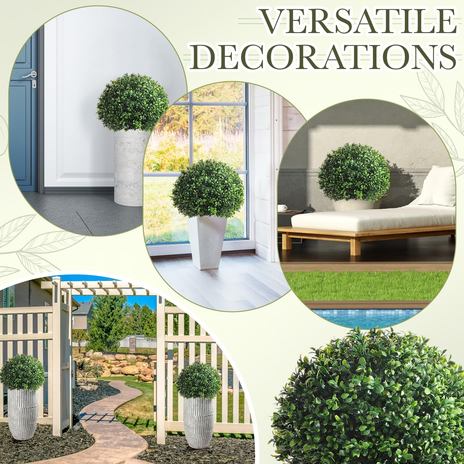 2 Pack 18″ Artificial Boxwood Bush Topiary Trees Fake Outdoor Plants, Realist…