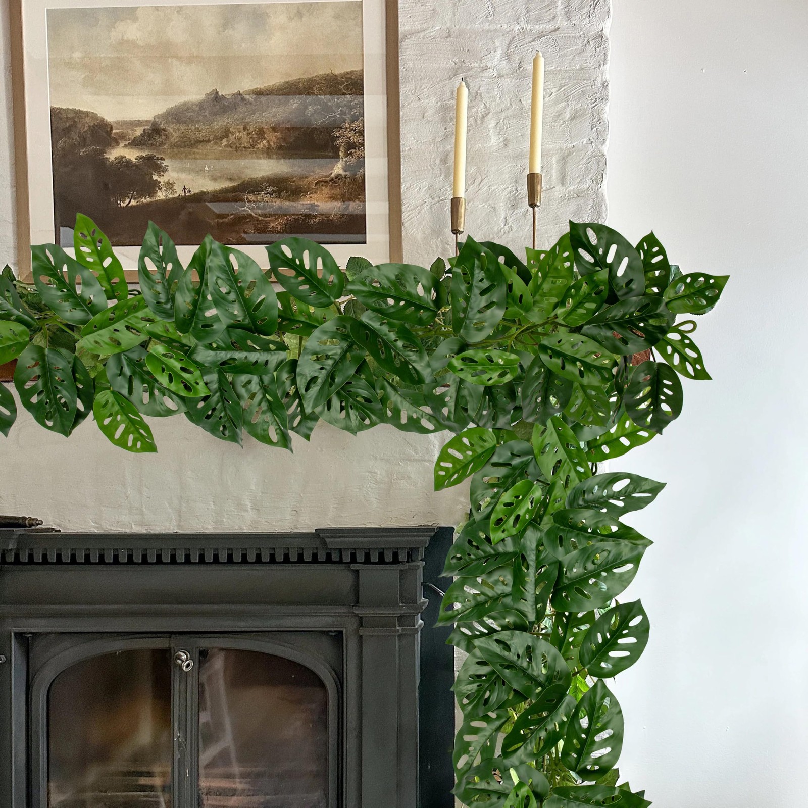2Pcs Artificial Monstera Leaves Vines 4ft Fake Hanging Plant Ivy Vines Greene…