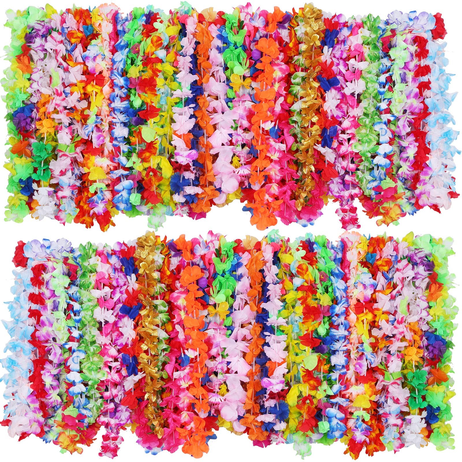 Hawaiian Luau Leis Flowers Necklaces Summer Beach Vacation Pool Luau Party Favor