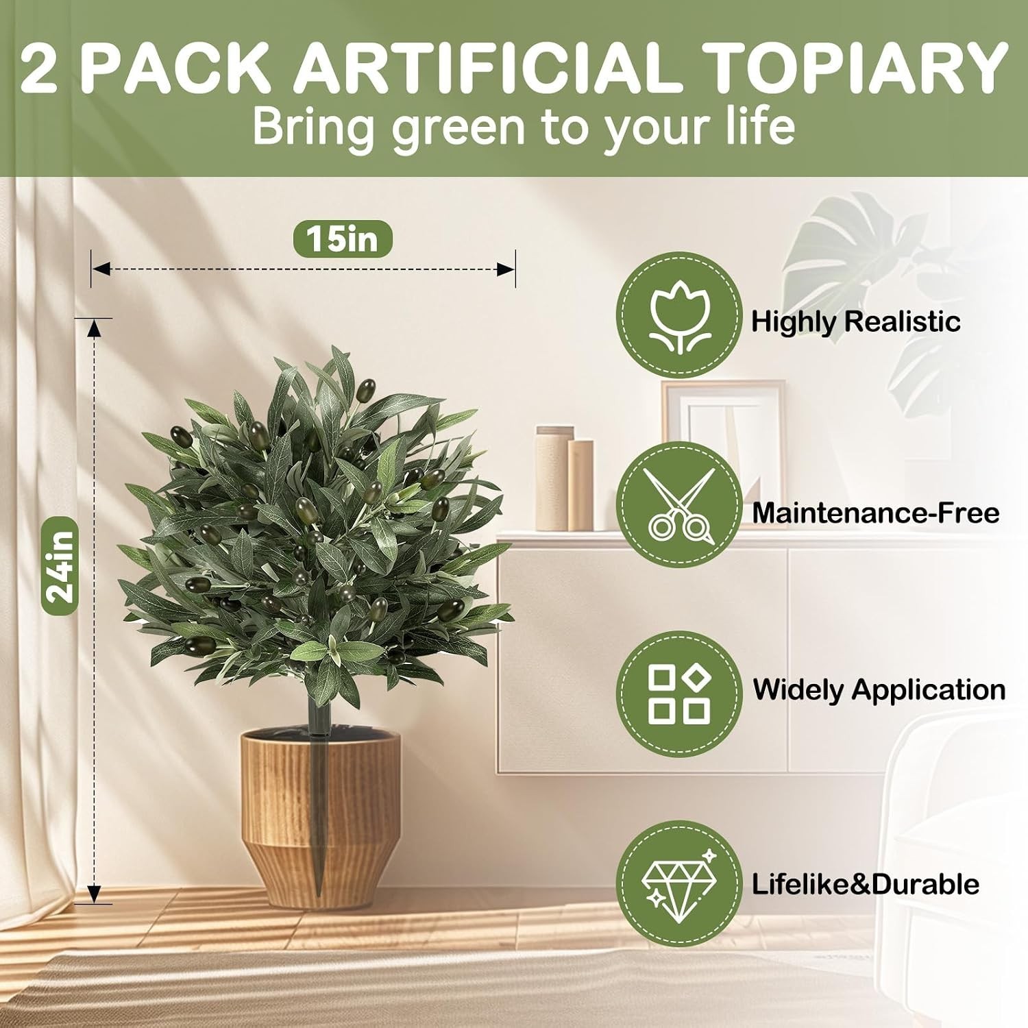 Artificial Topiary Ball Trees with Ground Spikes UV Resistant Faux Greenery S…