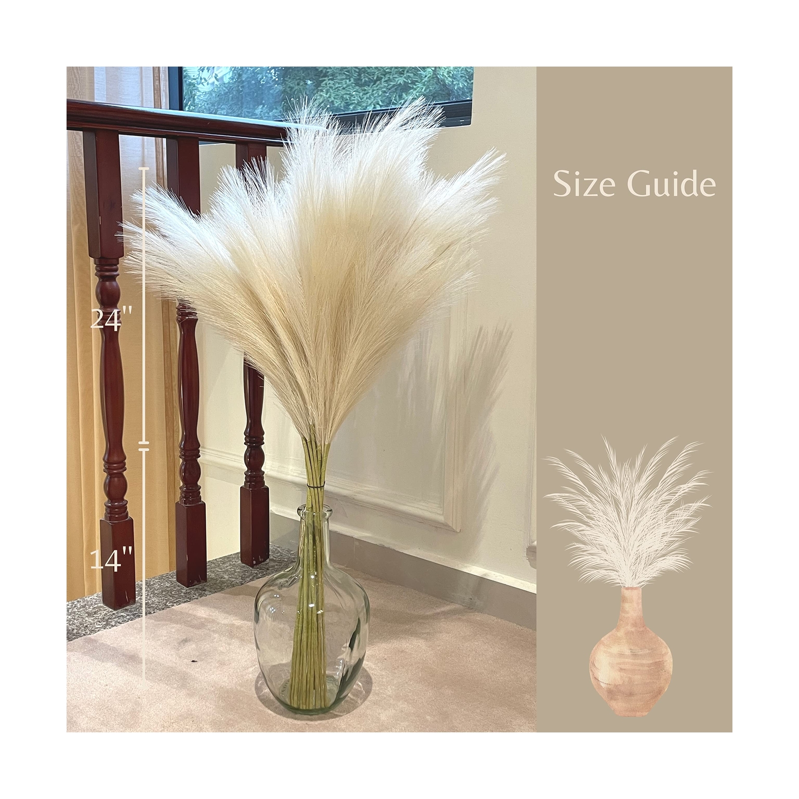 Perfnique Faux Pampas Grass, 9PCS Pompas, Large Pampas Grass, 38” Tall Pampa…