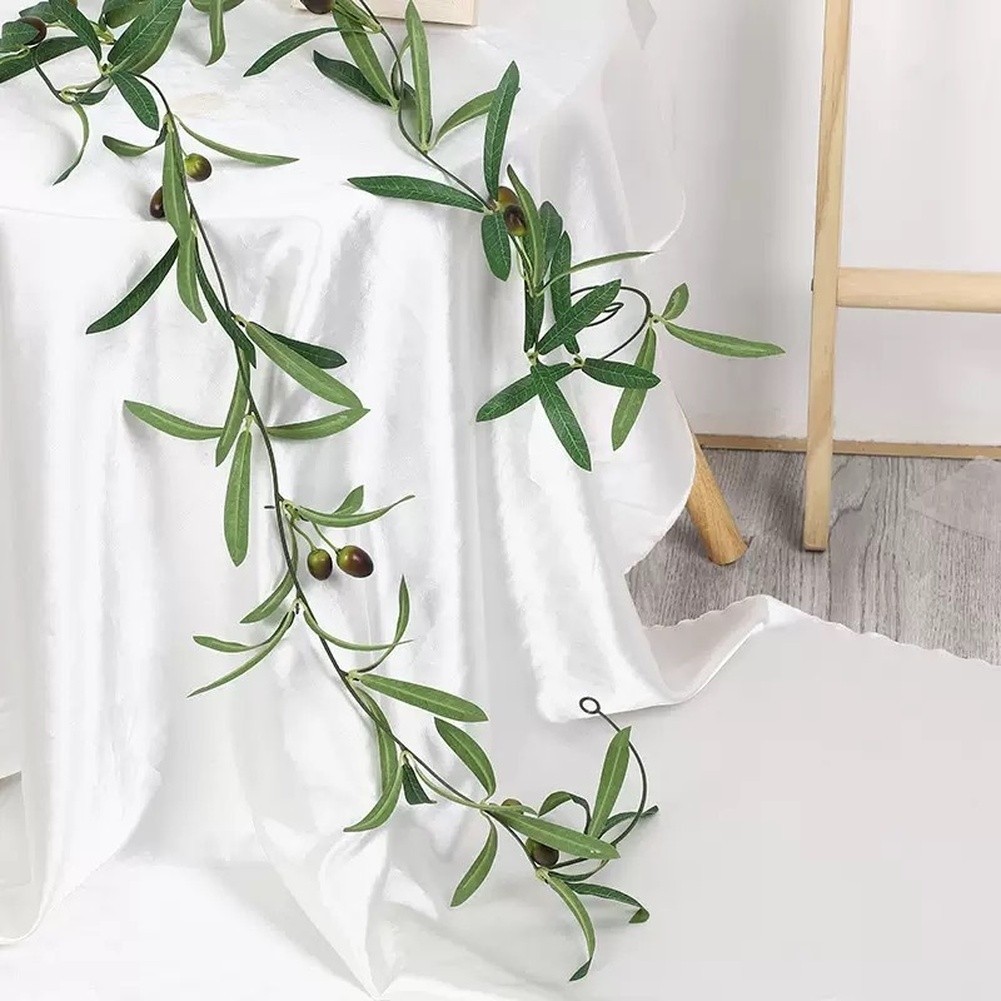 Artificial Olive Branch Garland 180cm with Berries for Room Decoration