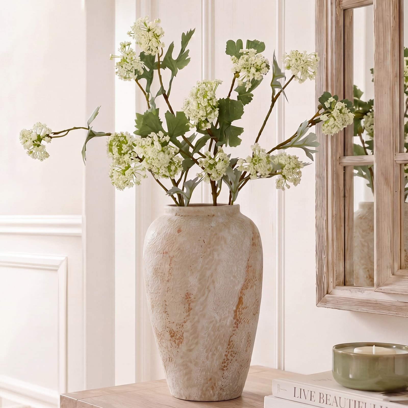 3 Pcs 25” Artificial Hydrangeas Flower for Vase White Faux Hydrangeas Plasti…
