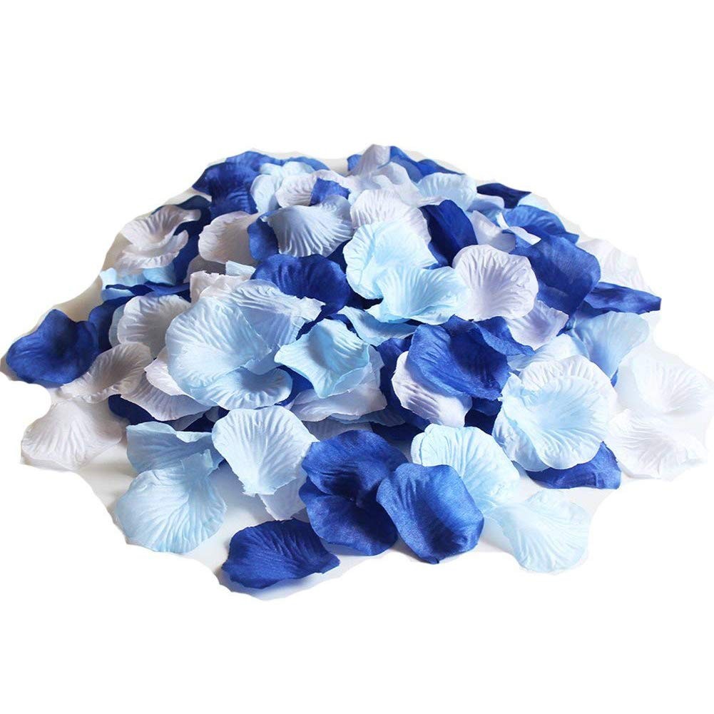 Mixed Blue and White Artificial Silk Flower Rose Petals for Wedding Aisle Dec…