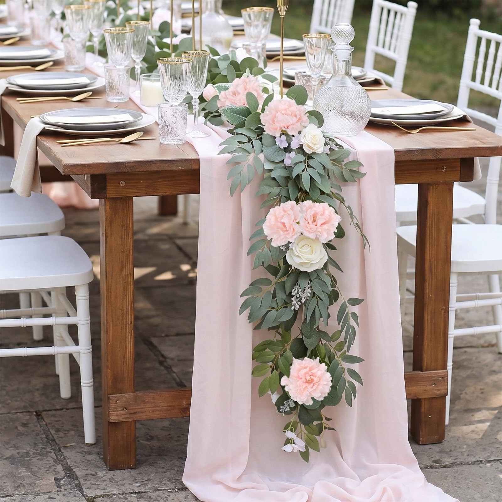 2 Bundles Pink Flowers Artificial Peonies Bouquets 10.63″ Faux Silk Peony Flo…