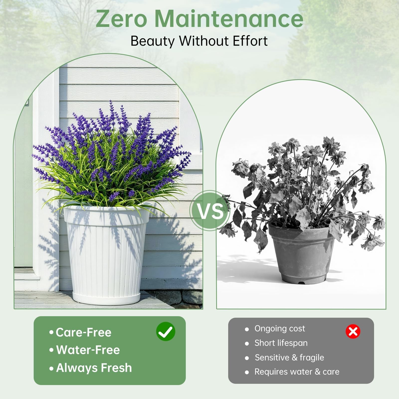 15 Bundles UV Resistant Faux Plants & Flowers – Adjustable Height Indoor/Outdoor