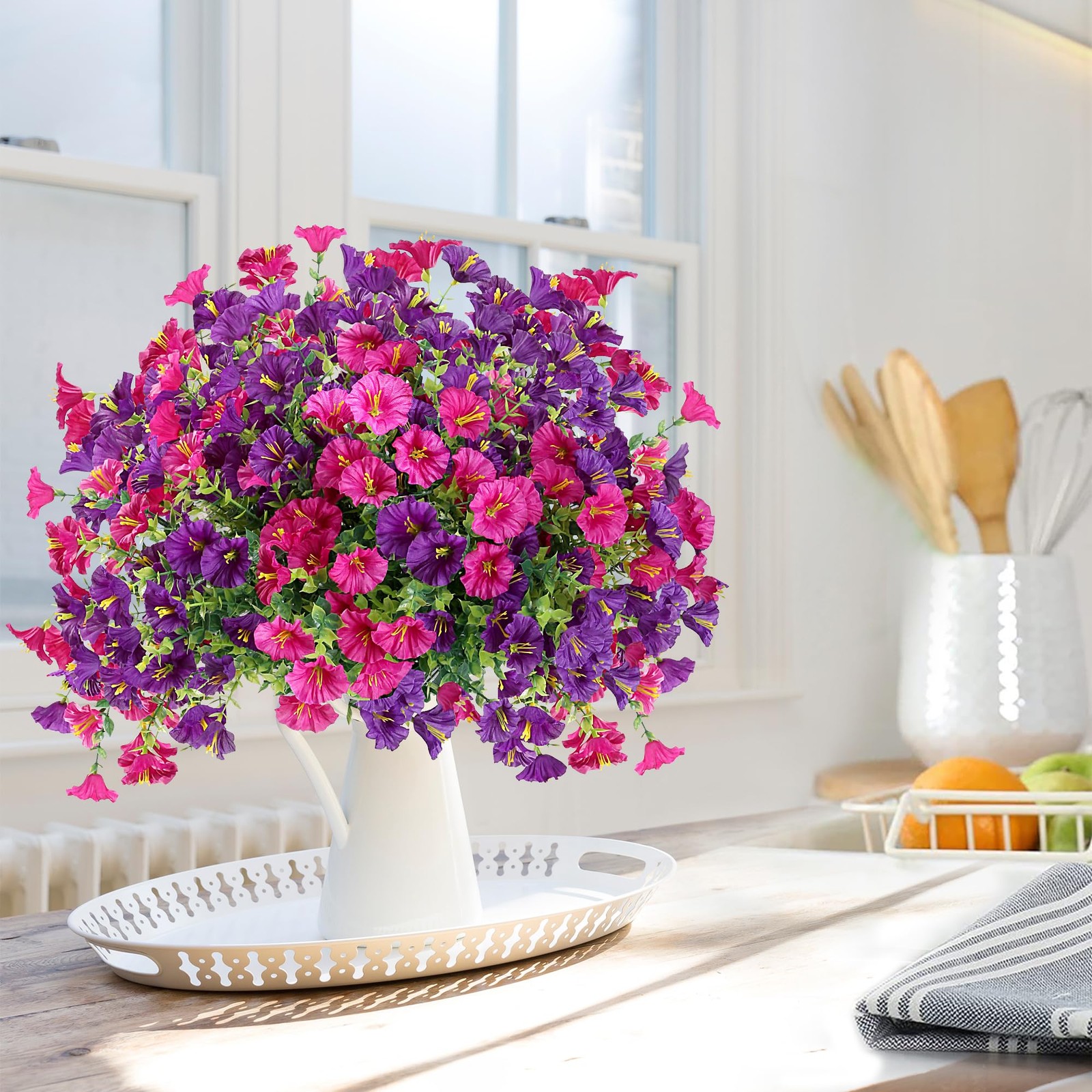 Artificial Flowers for Outdoors 12 Bundles Realistic Faux Plants UV Resistant…
